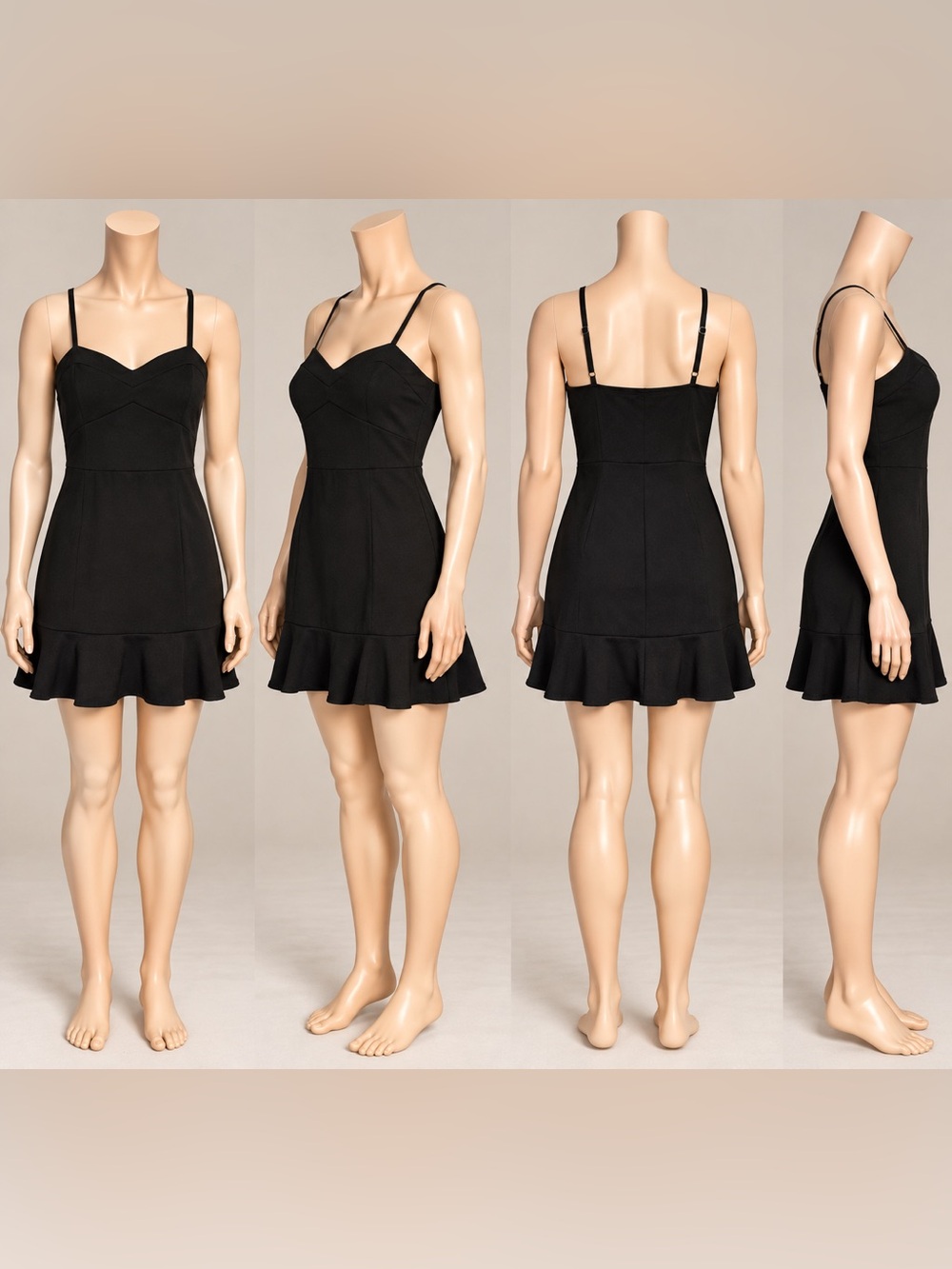 As U Wish Black Spaghetti-Strap Midi Dress with Ruffle Hem